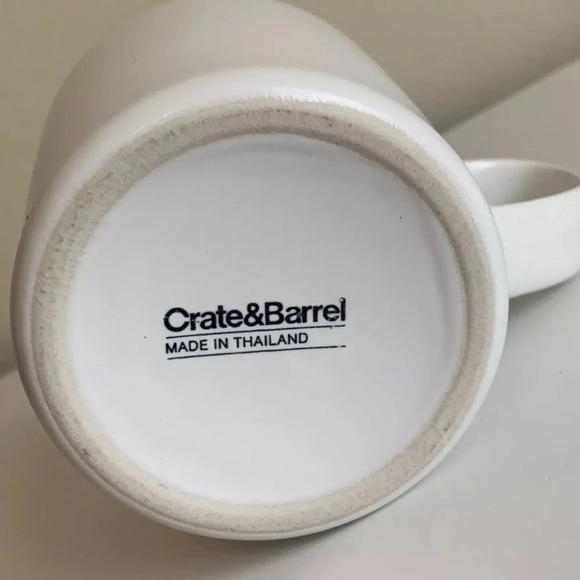 2 Pair Crate & Barrel Coffee Mugs White Cerulean Blue 3-5/8" Tea Discontinued - Picture 6 of 8